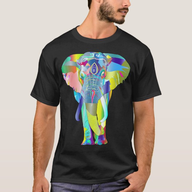 Colorful Elephant Unisex T Shirt (Framsida)