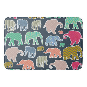 Colorful Elephants, Mönster of Elephants, Zigzag Badrumsmatta