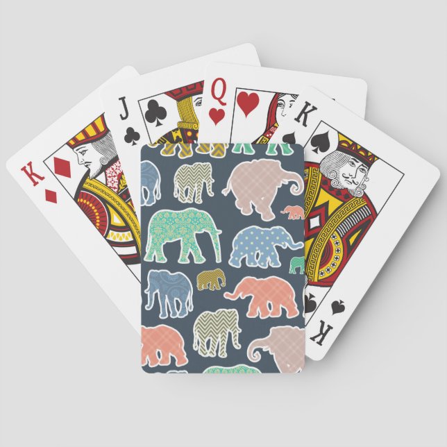 Colorful Elephants, Mönster of Elephants, Zigzag Casinokort (Baksidan)