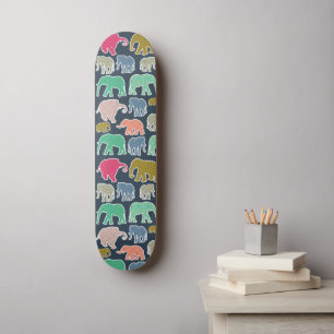 Colorful Elephants, Mönster of Elephants, Zigzag Mini Skateboard Bräda 18,5 Cm