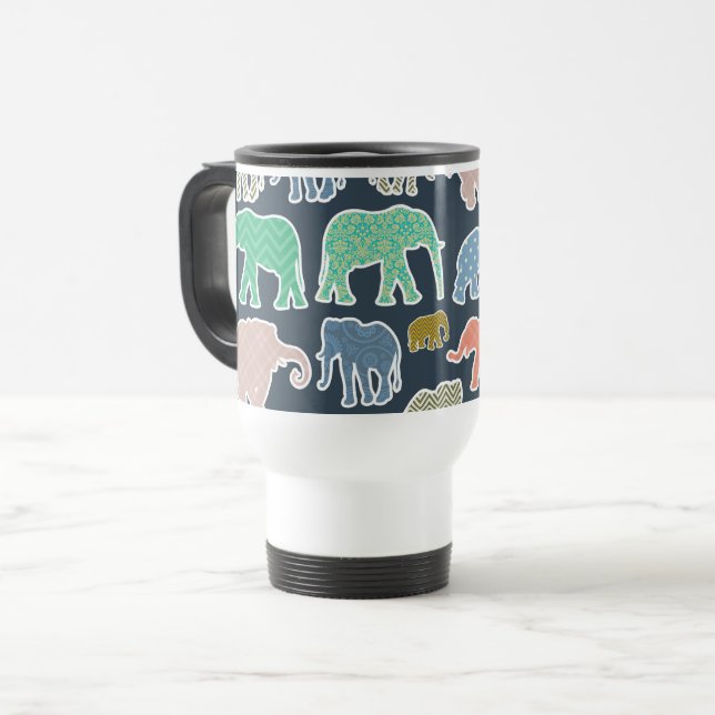 Colorful Elephants, Mönster of Elephants, Zigzag Resemugg (Framsida vänster)