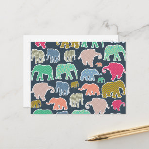 Colorful Elephants, Mönster of Elephants, Zigzag Vykort