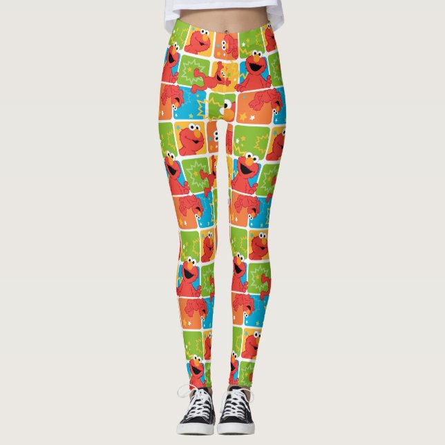 Colorful Elmo Grid Mönster Leggings (Framsida)