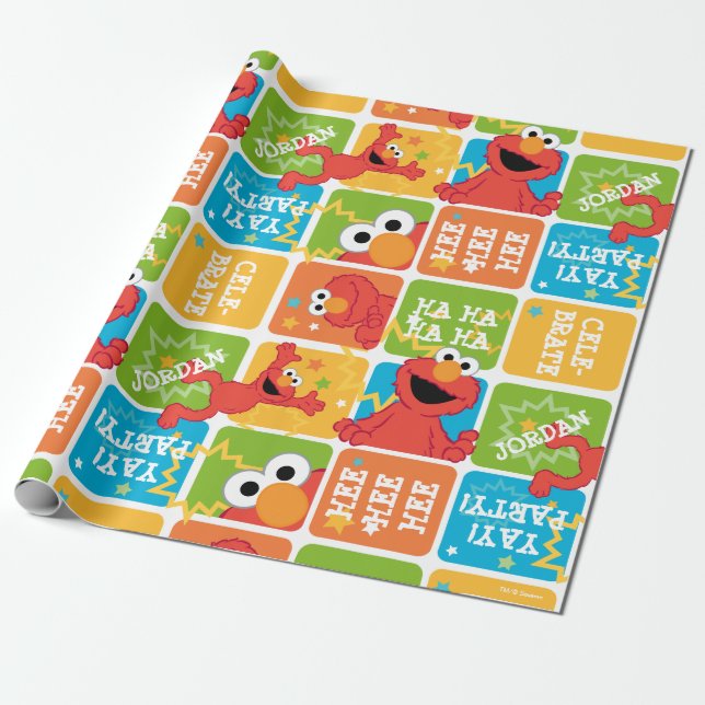 Colorful Elmo Grid Mönster Presentpapper (Utrullad)