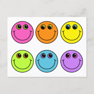 Colorful Emoji Ansikte Vykort
