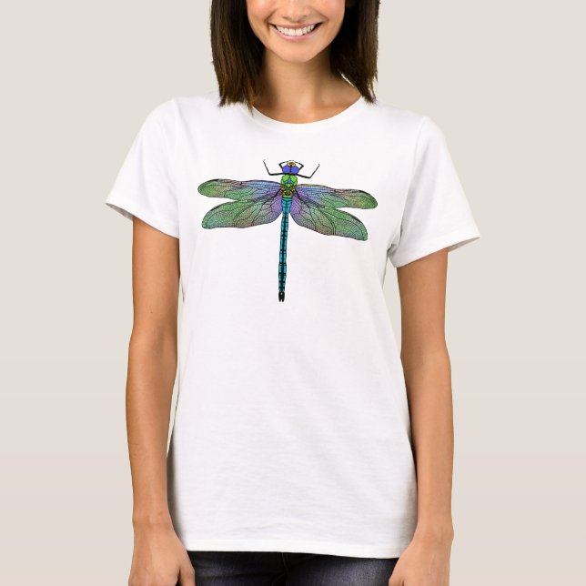 Colorful Emperor Dragonfly Art T Shirt (Framsida)