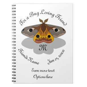 Colorful Emperor Moth Monogram Anteckningsbok