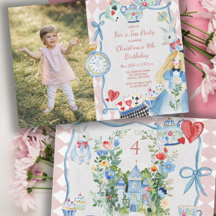 Colorful Enchanted Alice i Wonderland Birthday Inbjudningar