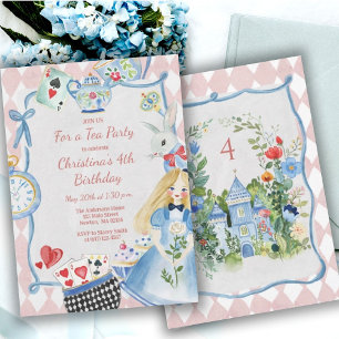 Colorful Enchanted Alice i Wonderland Birthday Inbjudningar