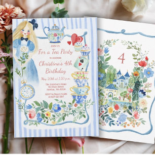 Colorful Enchanted Alice i Wonderland Birthday Inbjudningar