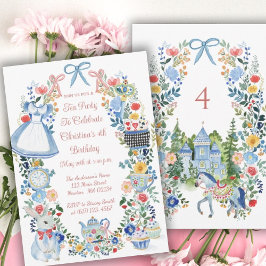 Colorful Enchanted Alice i Wonderland Birthday Inbjudningar
