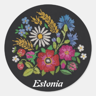 Colorful Estonian Vild Flowers Stickers Runt Klistermärke