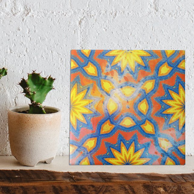 Colorful Ethnic Bohemian Talavera Medallion Kakelplatta (Skapare uppladdad)