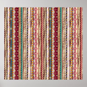 Colorful Ethnic Boho Tribal Mönster Poster