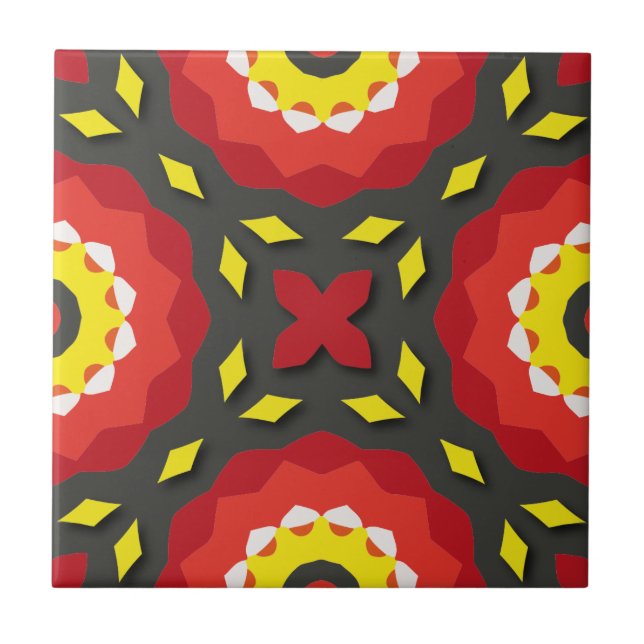 Colorful Ethnic Geometric Kaleidoscope Arabesque Kakelplatta (Framsidan)