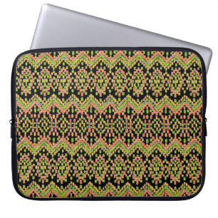 Colorful Ethnic Ikat Mönster på Black Laptop Sleeve