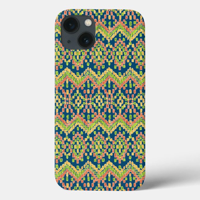 Colorful Ethnic Ikat Mönster på Blue (Baksida)