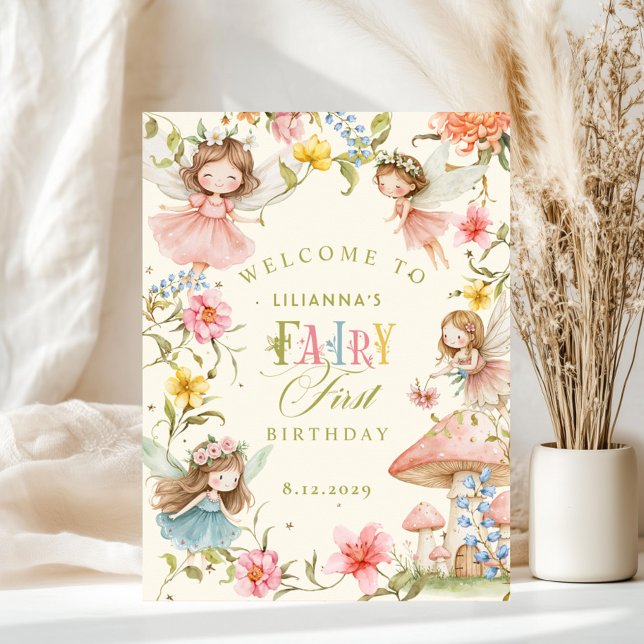 Colorful Fairy First Birthday Enchanted Welcome Poster (Skapare uppladdad)