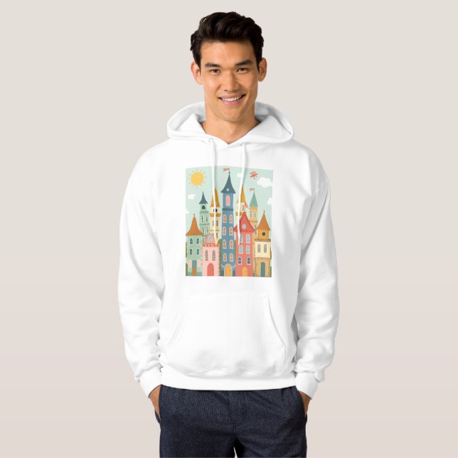 Colorful Fairytale City Hoodie (Hel framsida)
