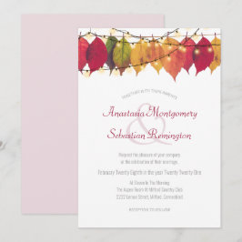 Colorful Fall Löv String Ljus Bröllop Ceremony Inbjudningar