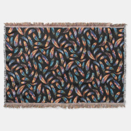 Colorful Falling Feather Art - Boho Graphic Print Filt