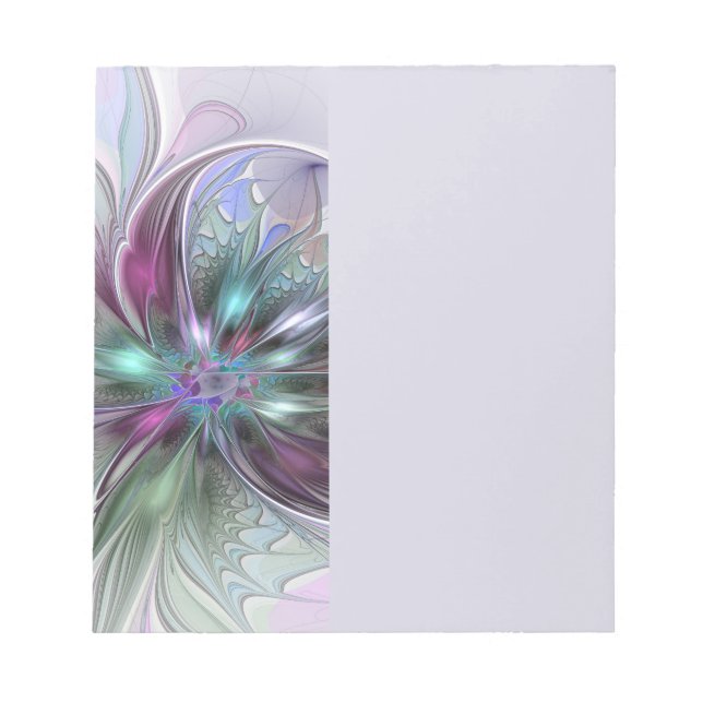Colorful Fantasy Abstract Modern Fractal Flower Anteckningsblock (Framsida)