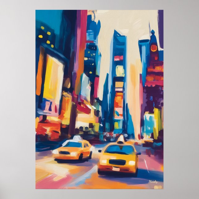 Colorful Fauvist New York Skyline Wall Art Poster (Framsidan)