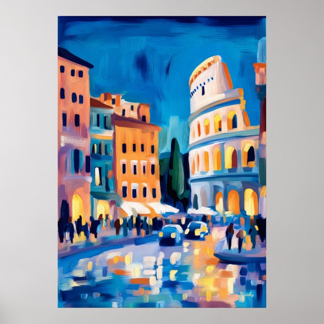 Colorful Fauvist Rome Colosseum Wall Art Poster (Framsidan)