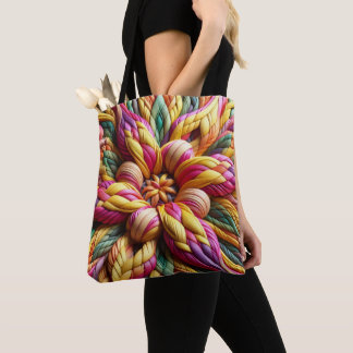 Colorful Faux Basketweave Tote  Tygkasse