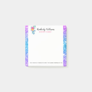 Colorful Faux Glitter & Blommigt Bouquet Post-it Block