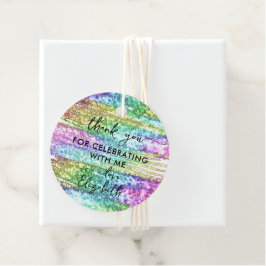 Colorful Faux Rainbow Glitter Glam Party Tack Gåvor Etiketter