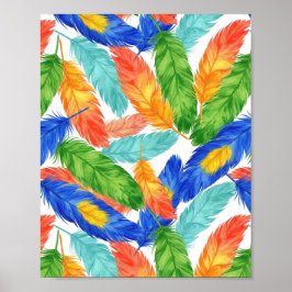 Colorful Feather Pattern — Watercolor Feather Poster