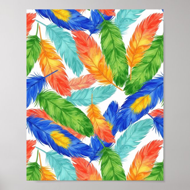 Colorful Feather Pattern — Watercolor Feather Poster (Framsidan)