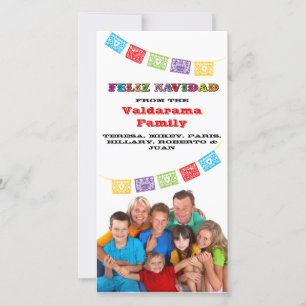 Colorful Feliz Navidad Photo Card med Banners Julkort