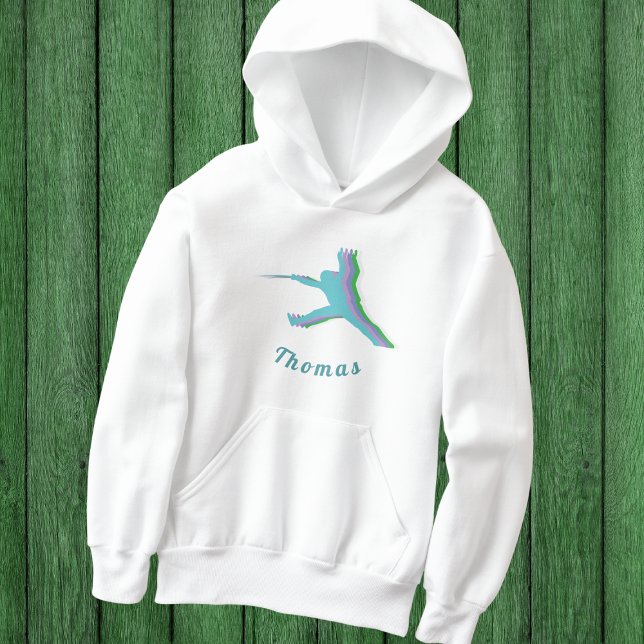 Colorful Fencer Silhouette Fencys Namn Coola T Shirt (Skapare uppladdad)