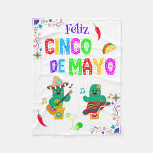 Colorful Festive Cinco de Mayo 2025 Dancing Cactus Fleecefilt