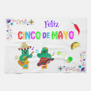 Colorful Festive Cinco de Mayo 2025 Dancing Cactus Kökshandduk