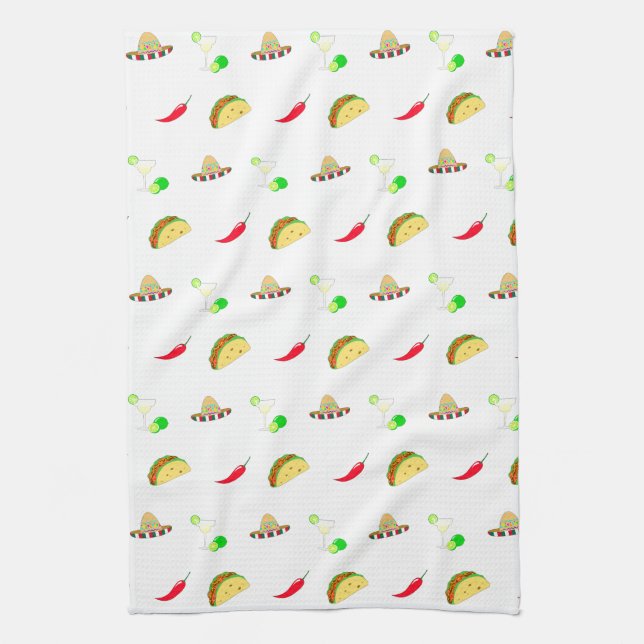 Colorful Festive Cinco de Mayo 2025 Dancing Cactus Kökshandduk (Vertikal)