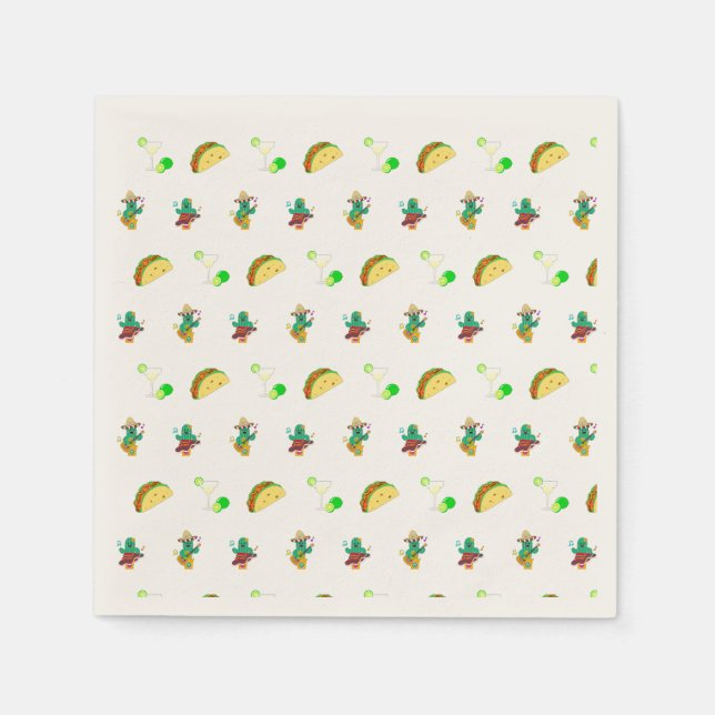 Colorful Festive Cinco de Mayo 2025 Dancing Cactus Pappersservett (Framsidan)