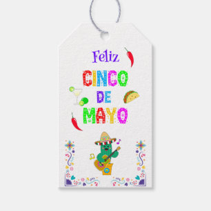 Colorful Festive Cinco de Mayo 2025 Dancing Cactus Presentetikett
