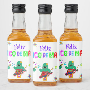 Colorful Festive Cinco de Mayo 2025 Dancing Cactus Spritflaskor Etikett