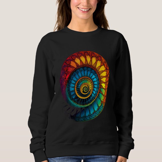 Colorful Fibonacci Spiral Psychedelic Colors Abstr T Shirt (Framsida)