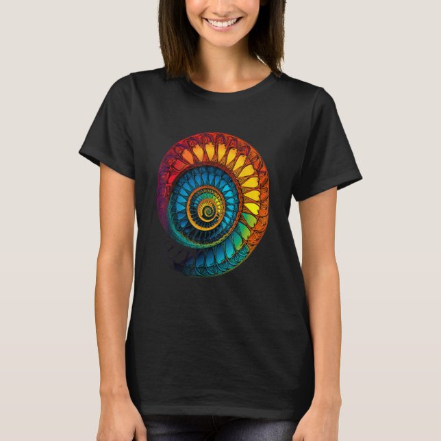 Colorful Fibonacci Spiral Psychedelic Colors Abstr T Shirt (Framsida)