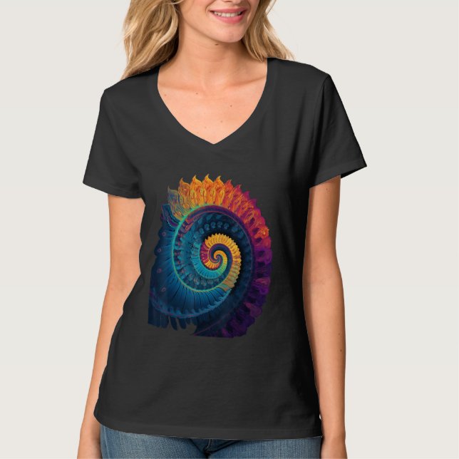 Colorful Fibonacci Spiral Psychedelic Colors Abstr T Shirt (Framsida)