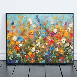 Colorful Field of Wildflowers unframed Poster