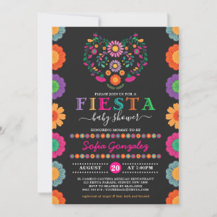 Colorful Fiesta Baby Shower Mexican Flowers Inbjudningar