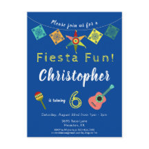 Colorful Fiesta Boys Födelsedagsfest inbjudan