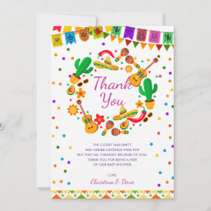 Colorful Fiesta Mexican Culture Cactus Baby Shower Tack Kort