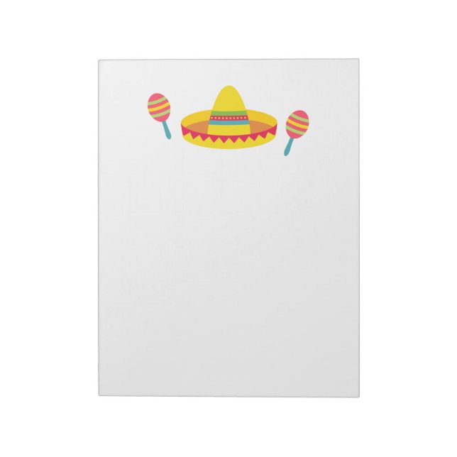 Colorful Fiesta Sombrero Hat Maracas Anteckningsblock (Roterad)