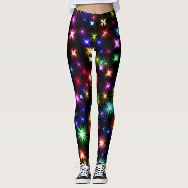 Colorful Fire Works Leggings (Framsida)